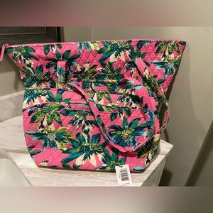 Vera Bradley Tote Shoulder Bag Tropical Paradise Villager & Mandy NWT Pink Green